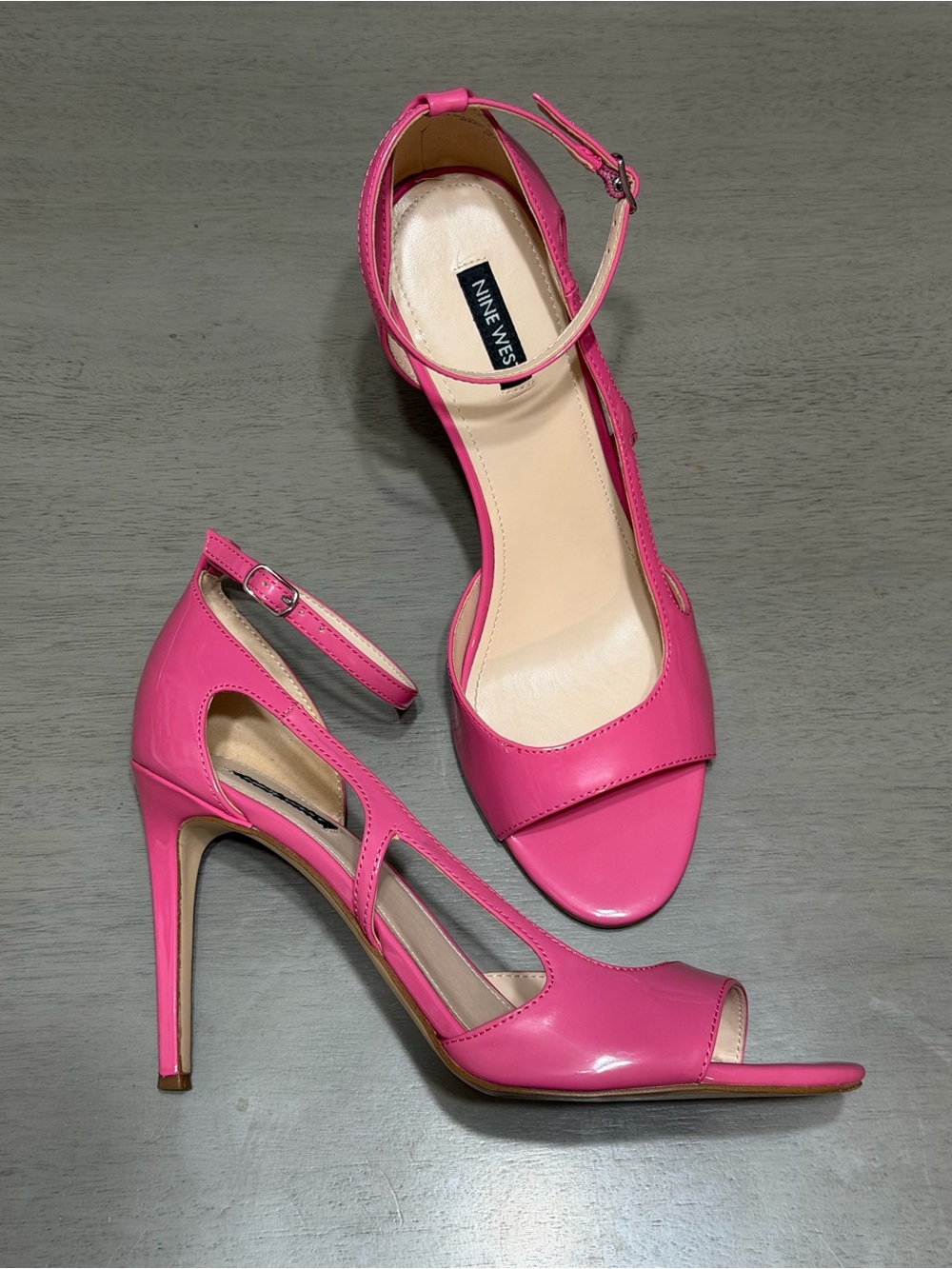 Nine West Pink Strappy Ankle Strap Side Cutout Heels 10